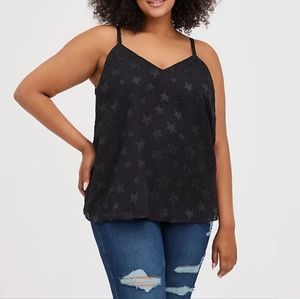 Torrid Black Sophie Swing Cami Georgette Clip Star Sz 1 NWT
